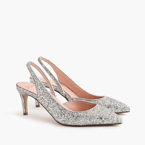 NEW JCrew Colette slingback pumps in glitter, 7.5